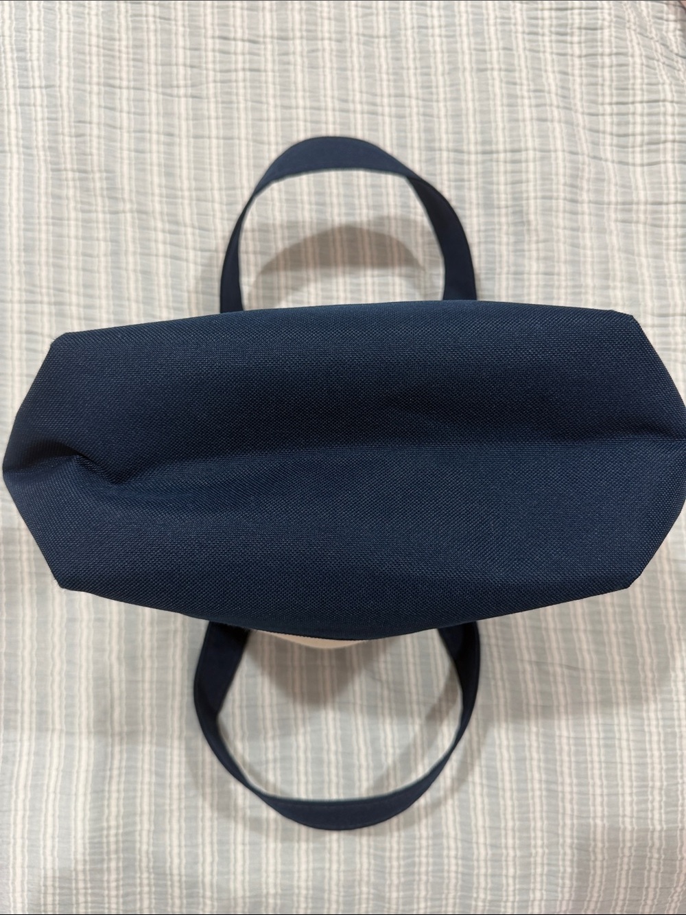 Vineyard Vines Cream Canvas Zipper Tote with Navy Trim and Multicolor Accents - Picture 6 of 11